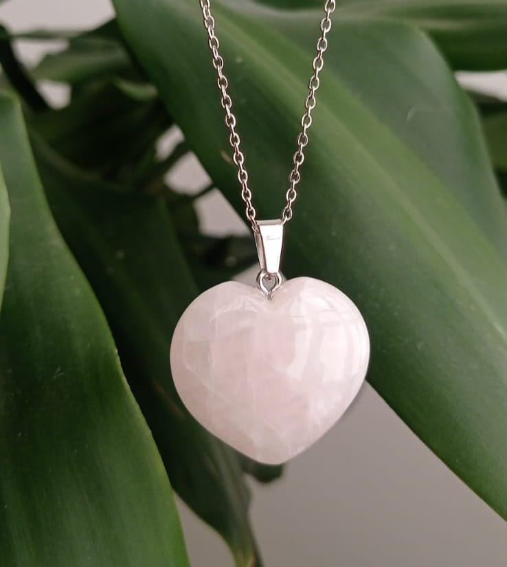 Dije Corazón Cuarzo Rosa