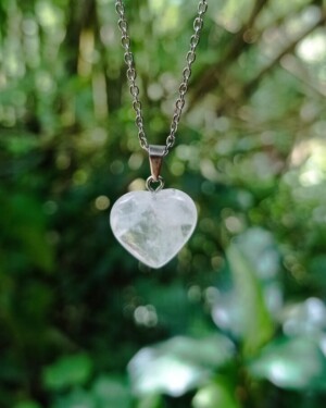 Dije Corazón en Cuarzo Cristal Pequeño