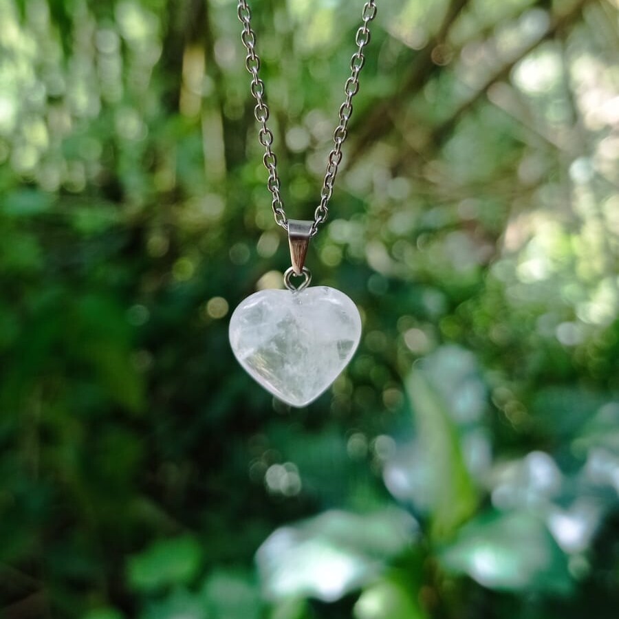 Dije Corazón en Cuarzo Cristal Pequeño