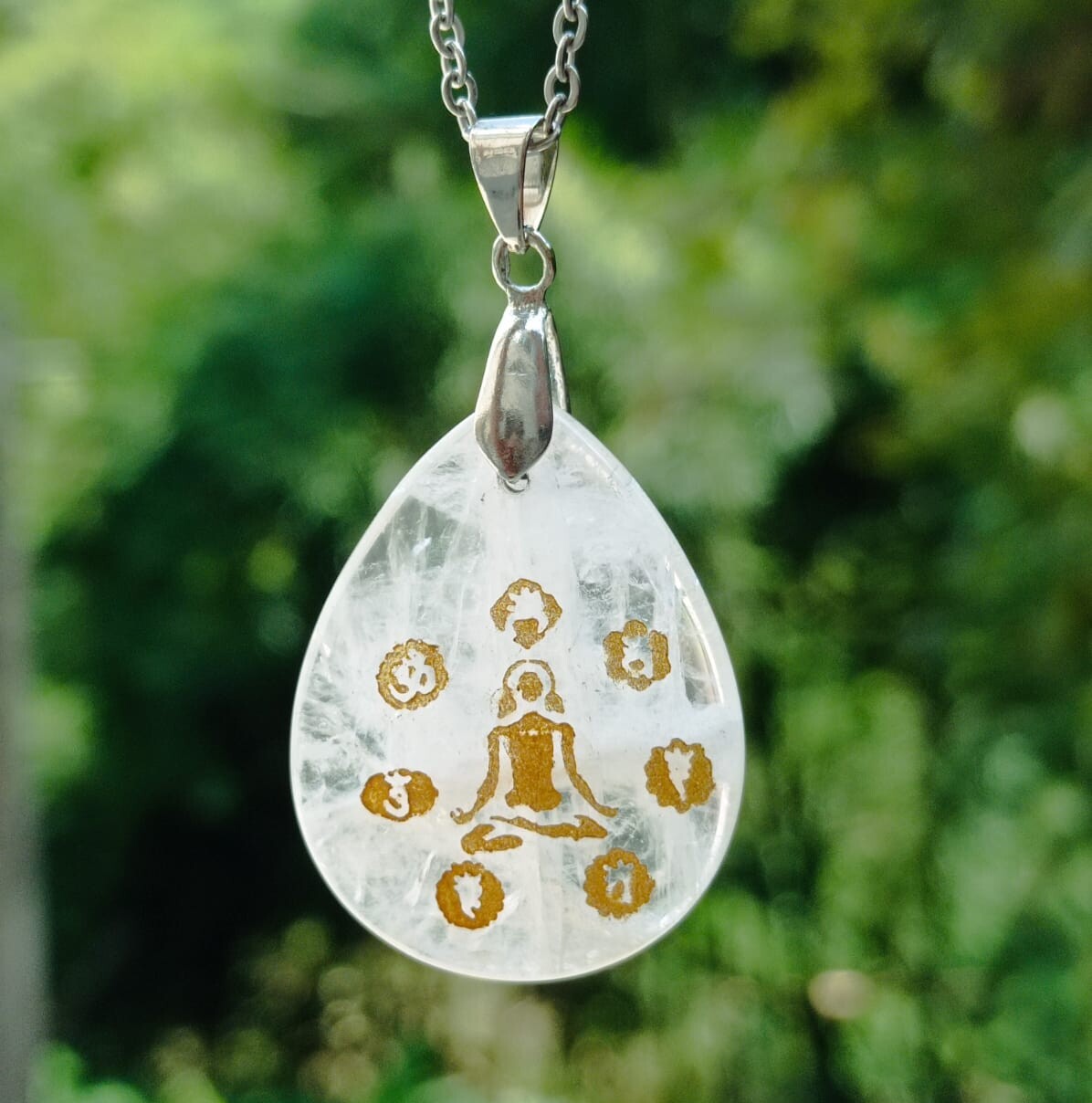 Dije en Cuarzo Cristal Yoga 7 Chakras