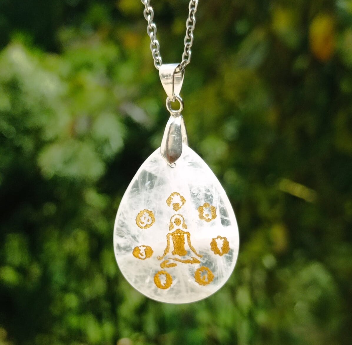 Dije en Cuarzo Cristal Yoga 7 Chakras - Imagen 2