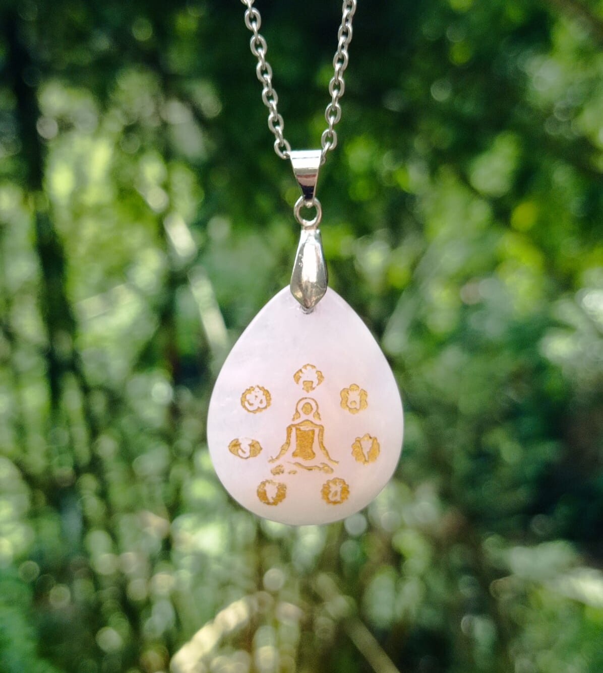 Dije Cuarzo Rosa Yoga 7 Chakras